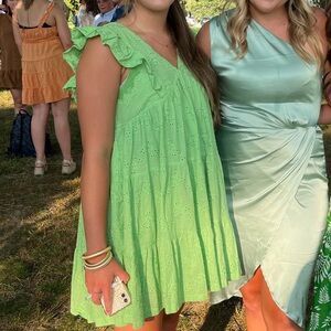 &merci Green Eyelet Dress